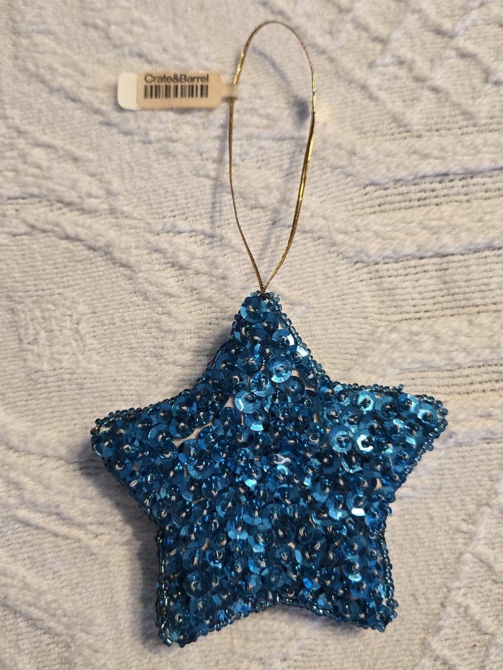 Crate&Barrel Turquoise Sequin Star Hanging Ornament